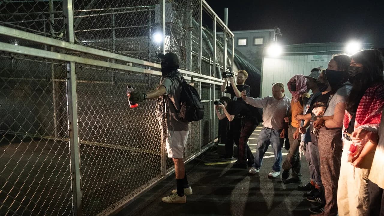 Protesters clash with ICE agents outside Delaney Hall detention center in Newark after Governor Sherrill denied entry