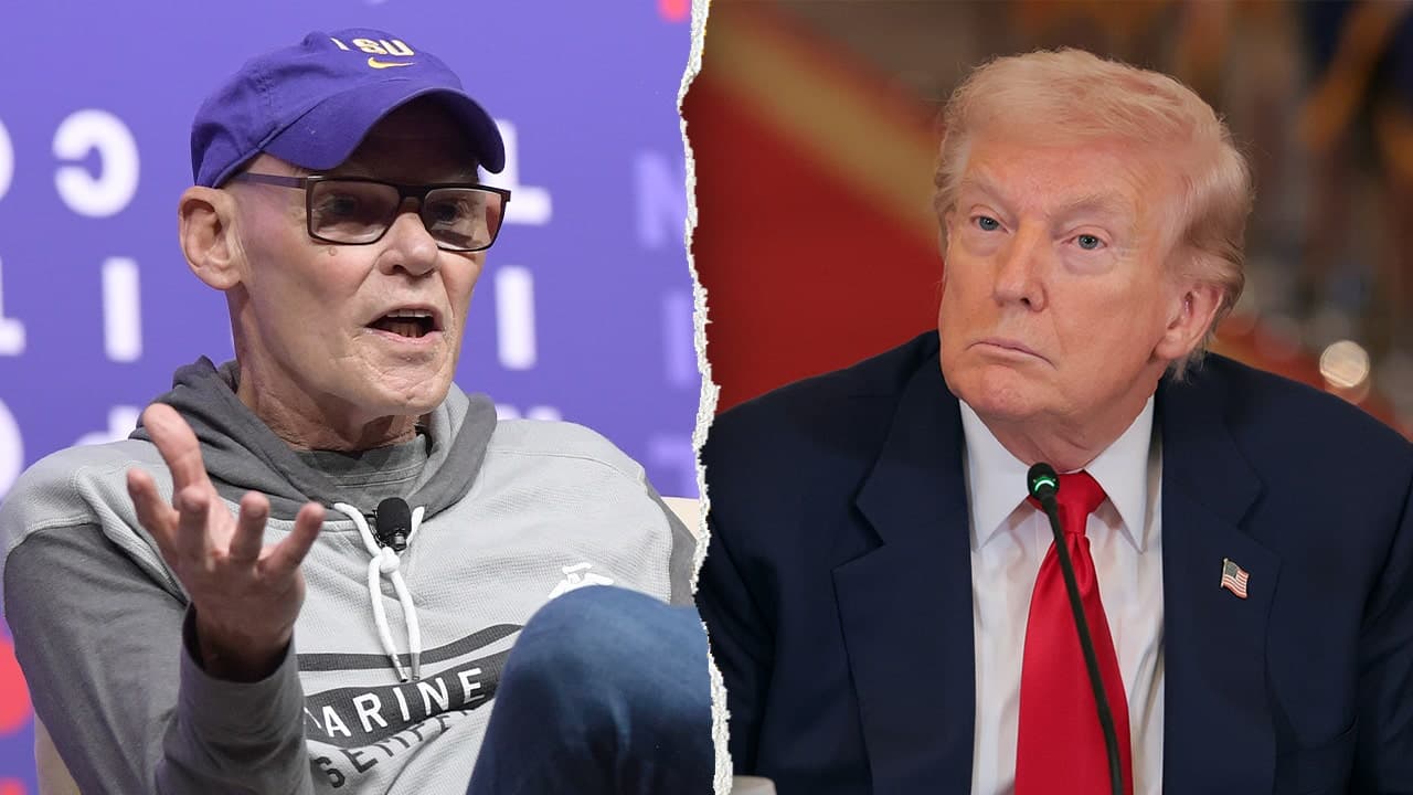 James Carville posts profanity-filled YouTube rant criticizing President Trump and his poll numbers, saying he hopes Trump doesn't 'croak' before midterms