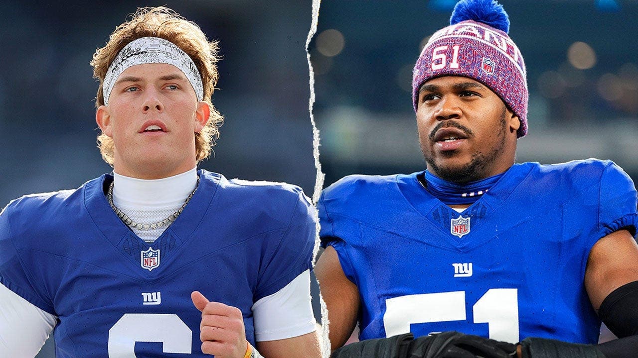 Giants linebacker Abdul Carter criticizes teammate Jaxson Dart for introducing President Trump; commentators note Carter has not publicly criticized coach John Harbaugh or Lawrence Taylor for Trump ties