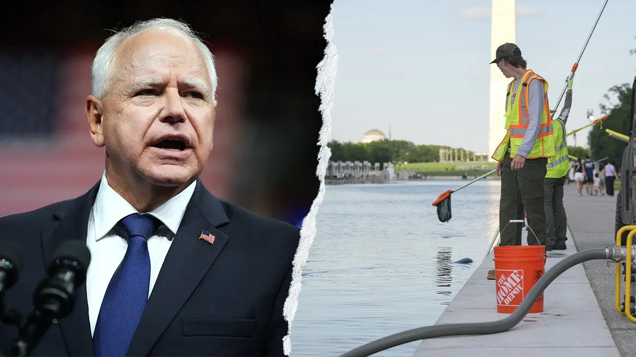 Walz Criticizes Trump Over Reflecting Pool Cleanup