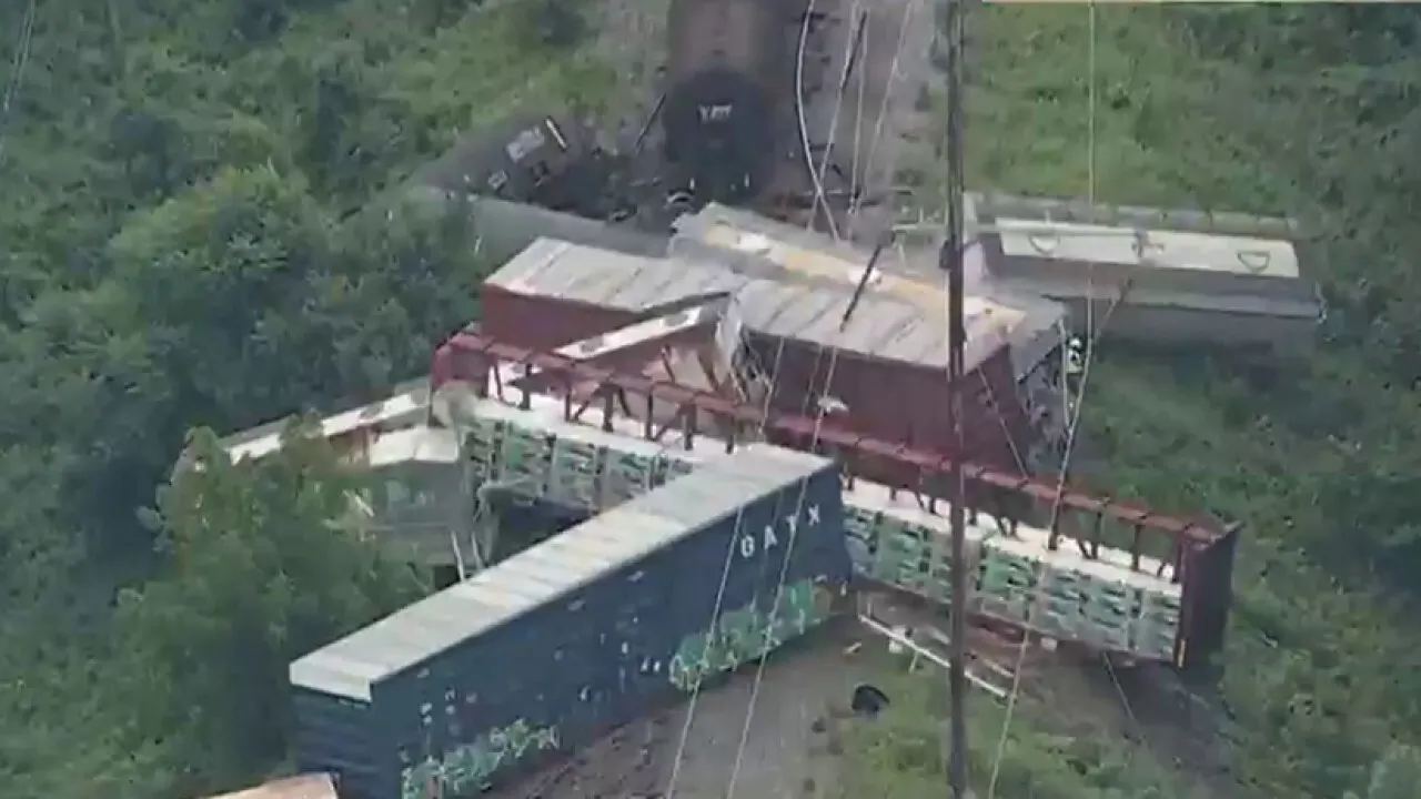 Freight Train Derails in Bensalem, Pennsylvania