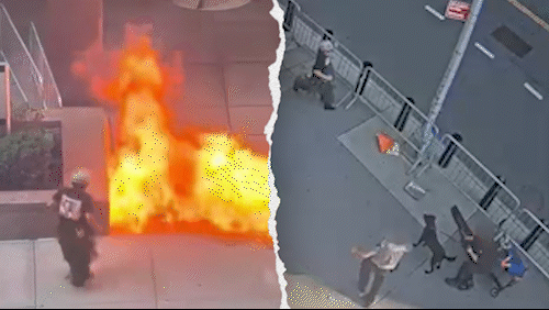 Surveillance Shows Alleged Firebombing at 26 Federal Plaza