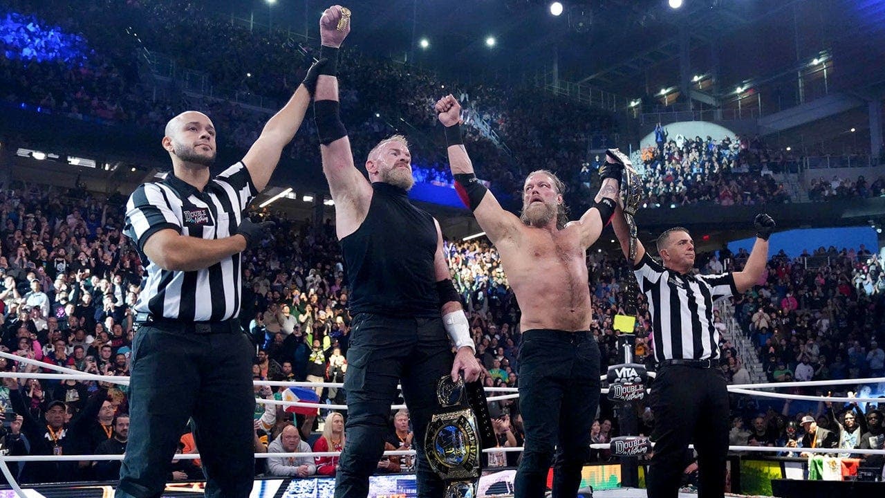 Adam Copeland and Christian Cage win AEW Tag Team Championship at Double or Nothing in Queens, N.Y., on May 24, 2026, ending 25-year tag-title drought